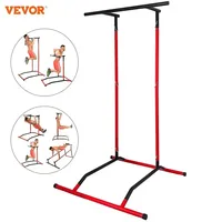 VEVOR 100kg 220LBS Pull Up Dip Station Gym Bar Power Pull Up Tower Chin Up Multi Function Steel Portable for Home Fitness