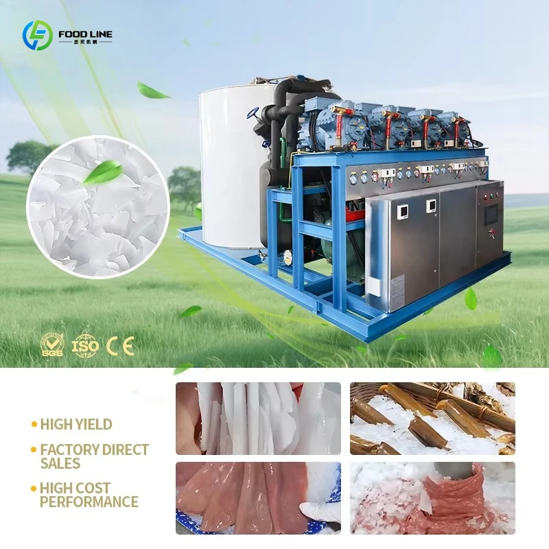 FL Industrial Flake Ice System Commercial 15-30 Ton/Day With Automatic Ice Storage for Seafood Processing