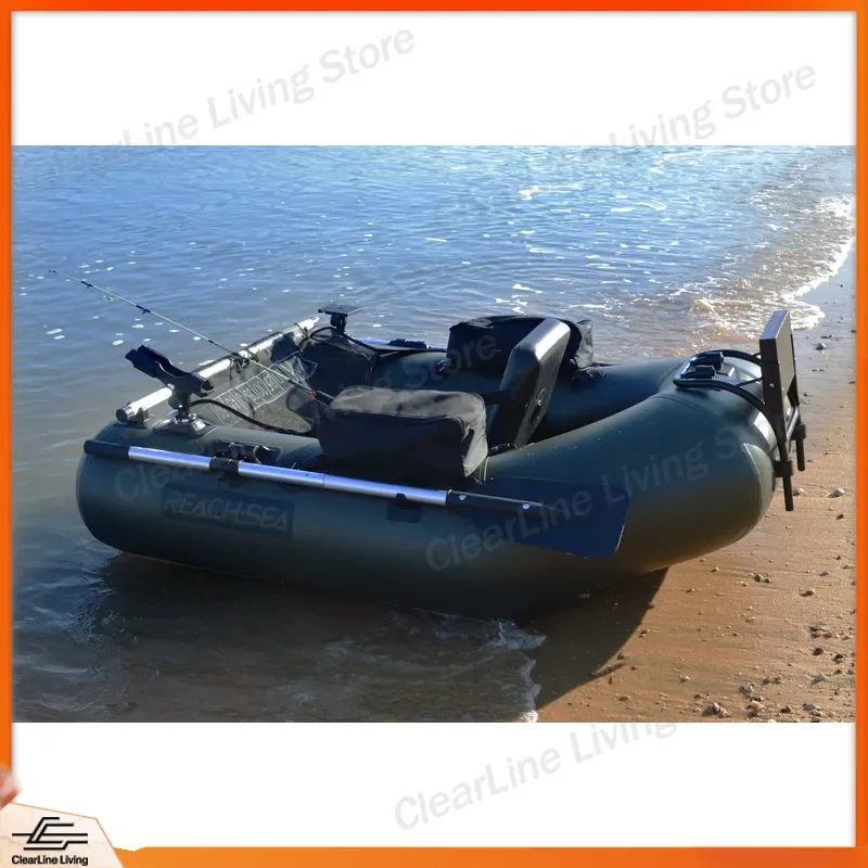Small Fishing Boat Belly Boat Single Paddle Motor Rubber Yacht Inflatable Raft Float Tube Kayak for Lake River Sea Fishing