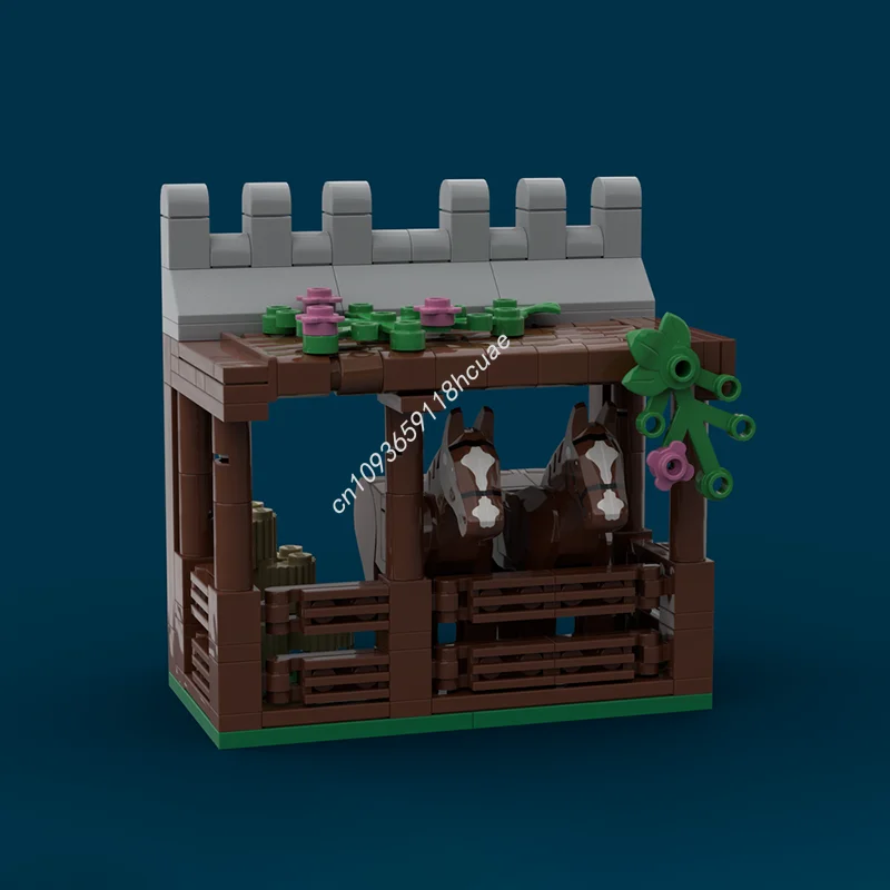 149 قطعة MOC Stables وحدة قلعة نموذج اللبنات البناء تجميع هدية الكريسماس لتقوم بها بنفسك فكرة التعليم ألعاب مكعبات للأطفال