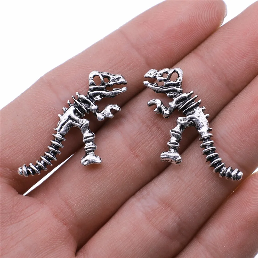 

40pcs Charms Wholesale Dinosaur Skeleton DIY Jewelry Findings Antique Silver Color 26x16mm Dinosaur Skeleton Charms Wholesale