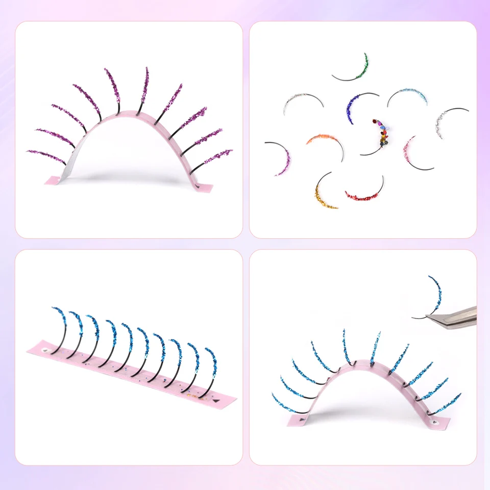 New Fashion Glitter Wispy Spike Eyelashes Extensions Party Coloured Lashes Glitter Shiny Individual False Eyelashes For Make Up