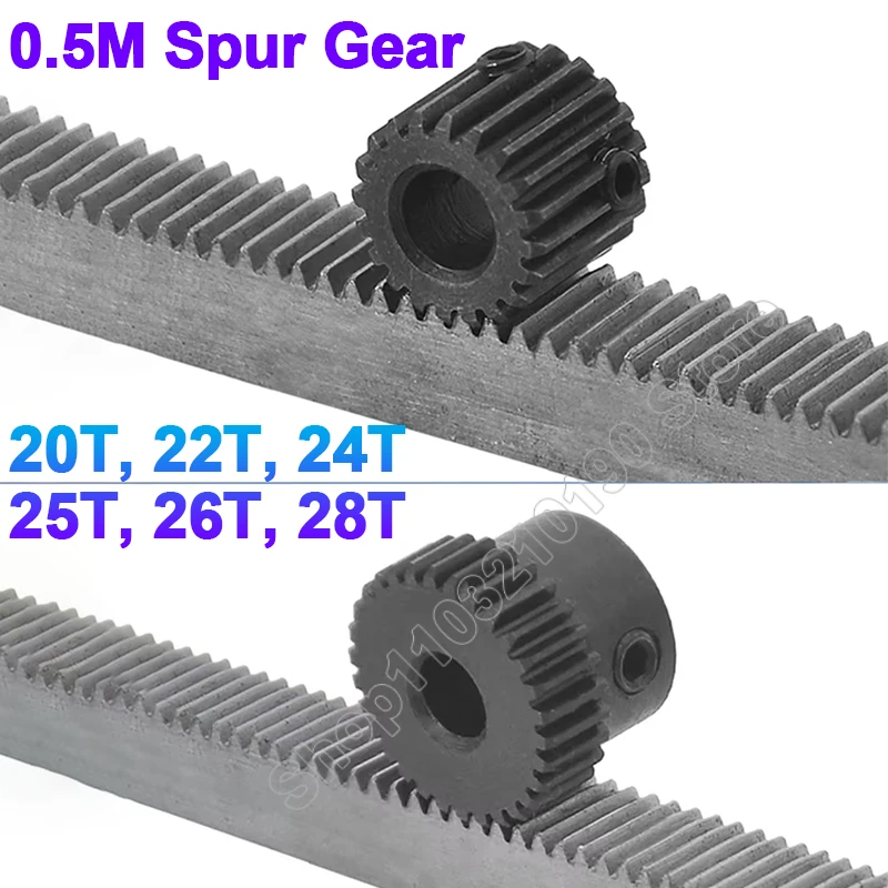 

1Pc 0.5 Modulus Pinion Gears 0.5M 20T 22T 24T 25T 26T 28T Bore 4 5 6 6.35mm Spur Gear Convex Gear Transmission Motor Accessories
