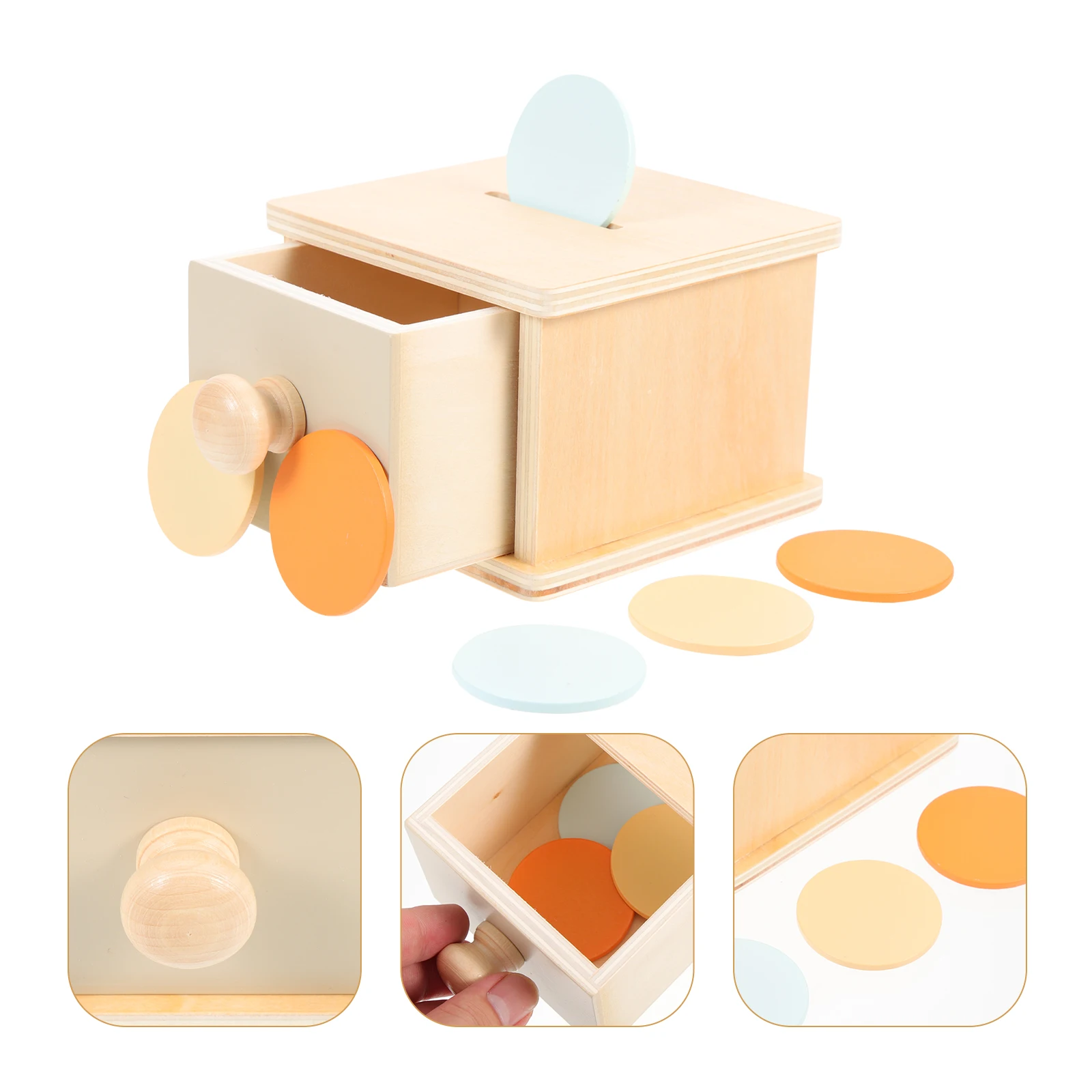 Münzbox aus Holz, Lehrmittel, glatte Oberfläche, Feinmotorik, Kinder, Montessori-Box, pädagogisches geistiges Spielzeug, Lernen für Kleinkinder