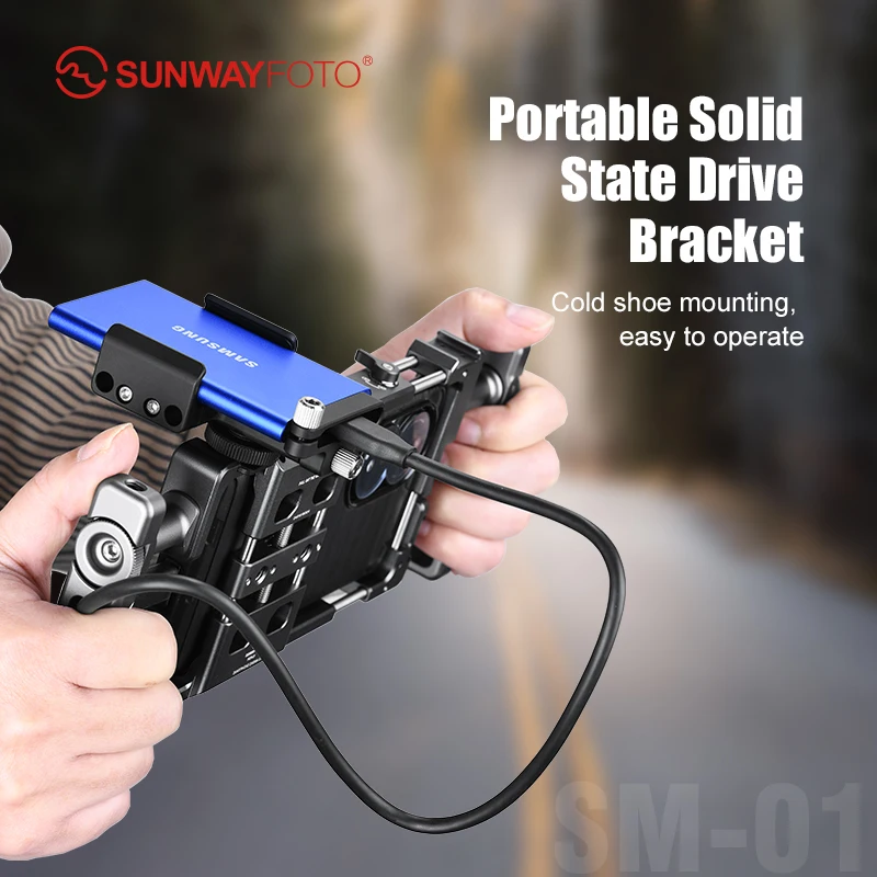 SUNWAYFAOTO SM-01 SSD Mount Bracket Holder for Samsung T5 SSD, SanDisk SSD, SanDisk SSD T5,Compatible with Camera Cage