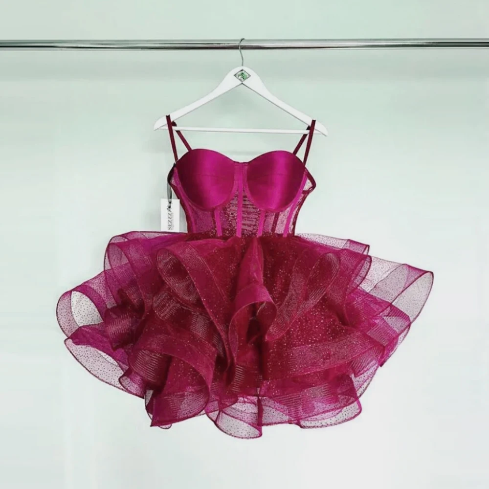 Wein rote Spitze kurze Cocktail kleider Spaghetti träger Ballkleid rosa Nacht Ballkleid Heimkehr Gala elegante Abschluss Minirock