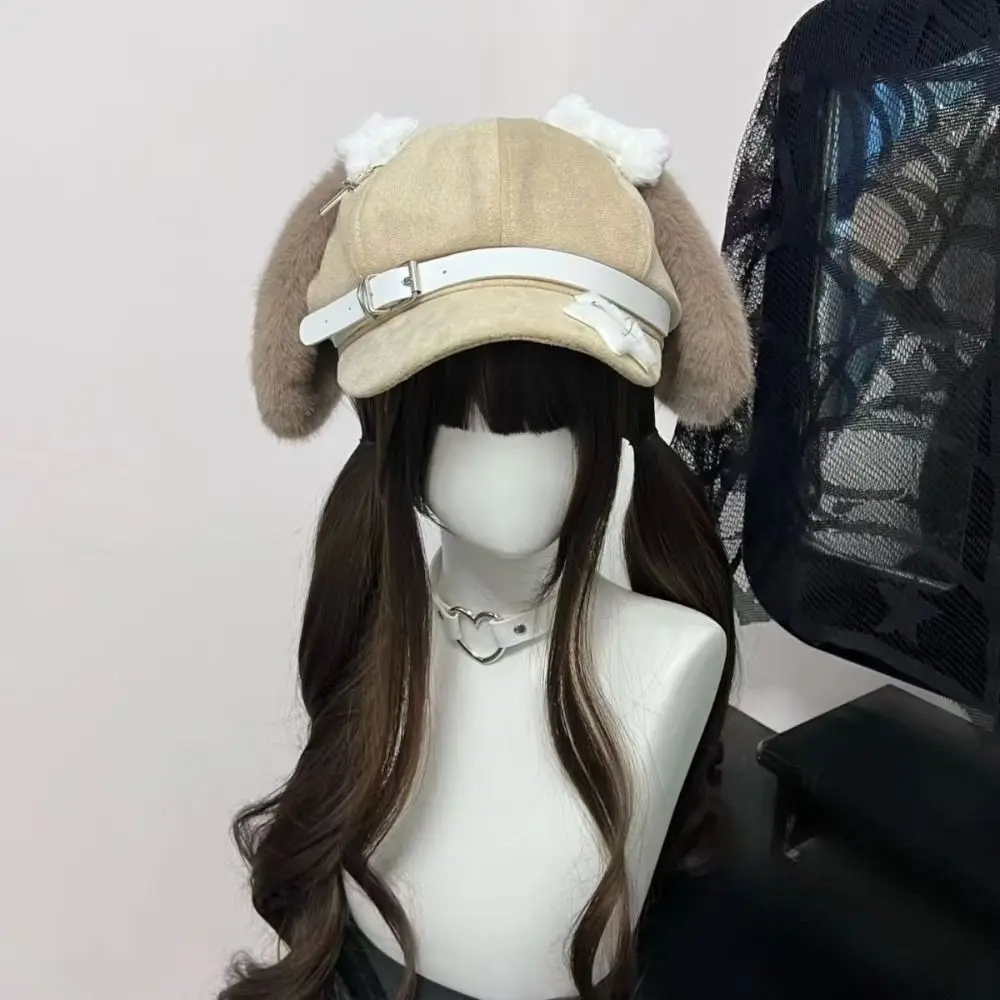 Cute Sweet Style Women's Berets Soft Fabric Dog Eared Newsboy Hat Winter Accessories Visors Cap Cosplay Events