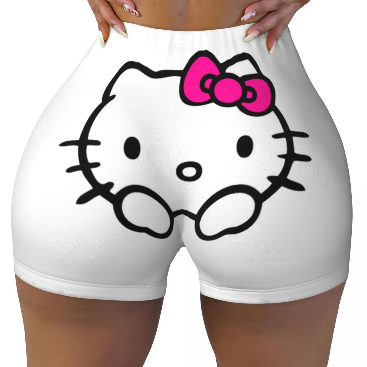

Custom Hello Kitty Running Volleyball Workout Shorts Women's Kitty White Gym Athletic Yoga Shorts