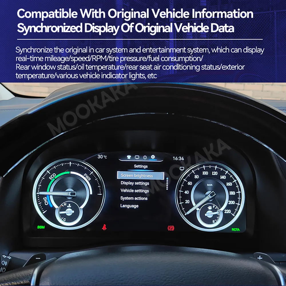 For Toyota Alphard Vellfire 2015-2022 Car LCD Dashboard Digital Cluster Virtual Cockpit Instrument Speedometer Multifunctional