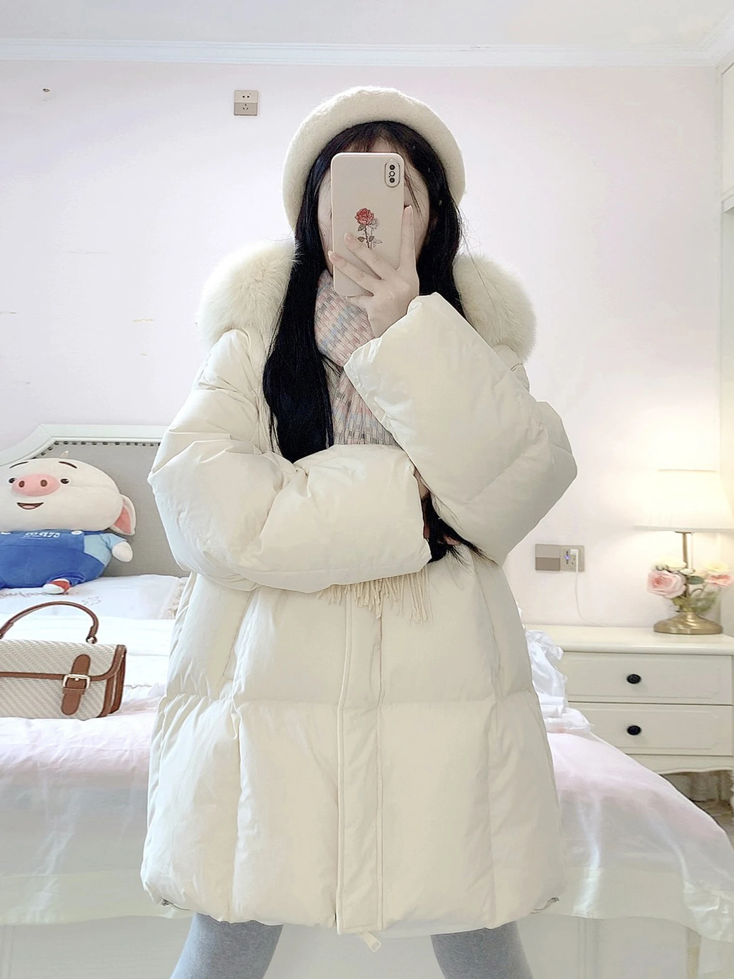 Giacca Invernale Lunga da Donna Gialla, Calda, con Chiusura a Zip, in Fibra di Poliestere, Collo in Pelliccia Sintetica, per Pendolari e Attività all'Aperto