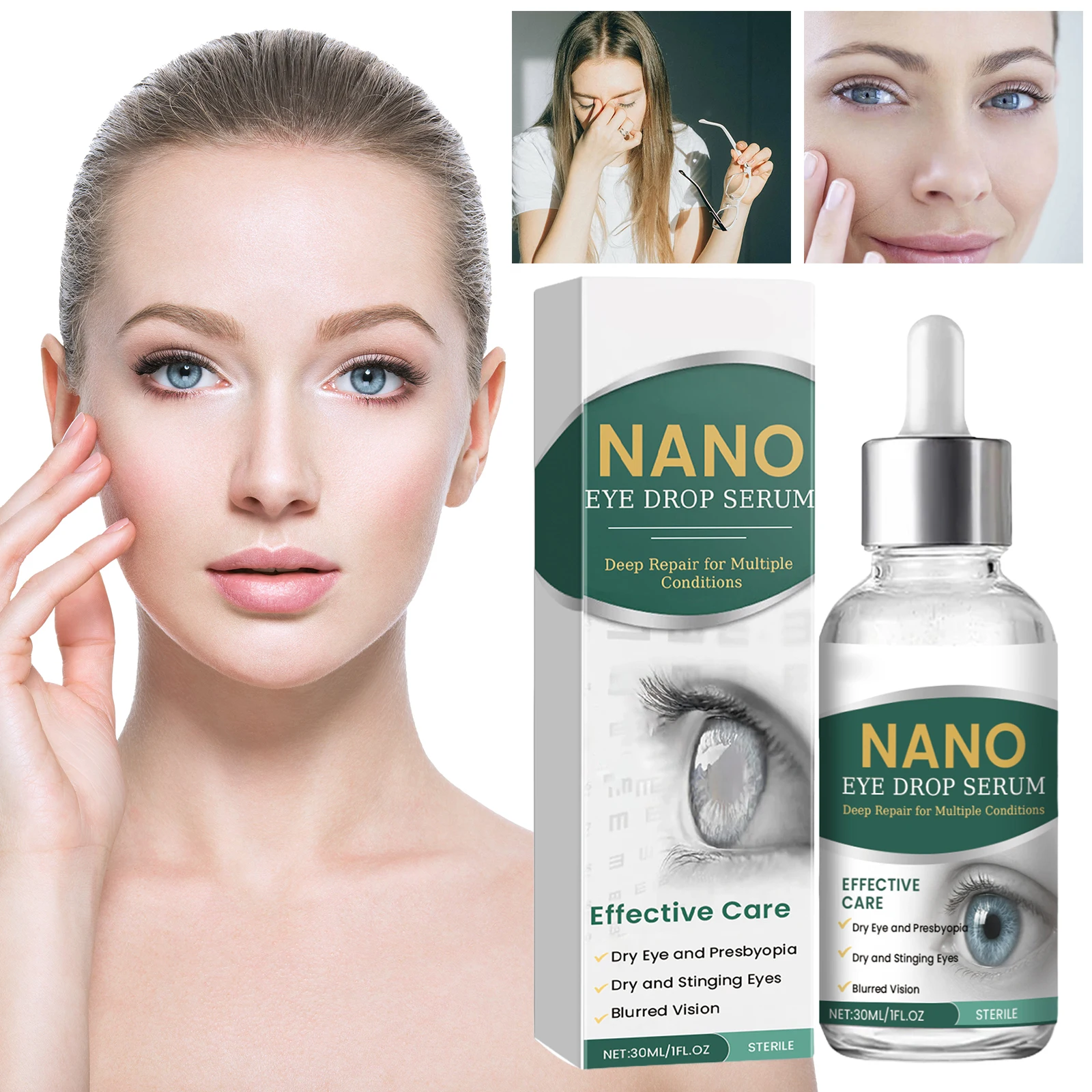 Nano Eye Drops Serum Relieve Eyes Fatigue Natural Nano Lubricant Eye Drops Nano Eye Drop Serum for Dry Eye Presbyopia