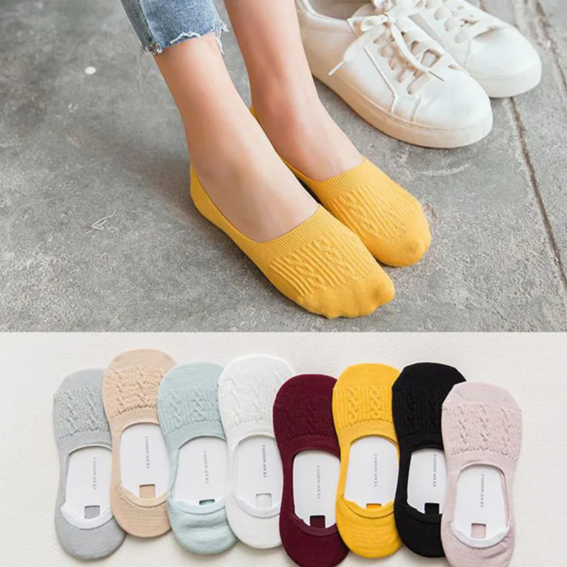 

5Pairs Arrivl Women Socks funny Fruits Cute Happy Silicone Slip Invisible Cotton Sock 35-40
