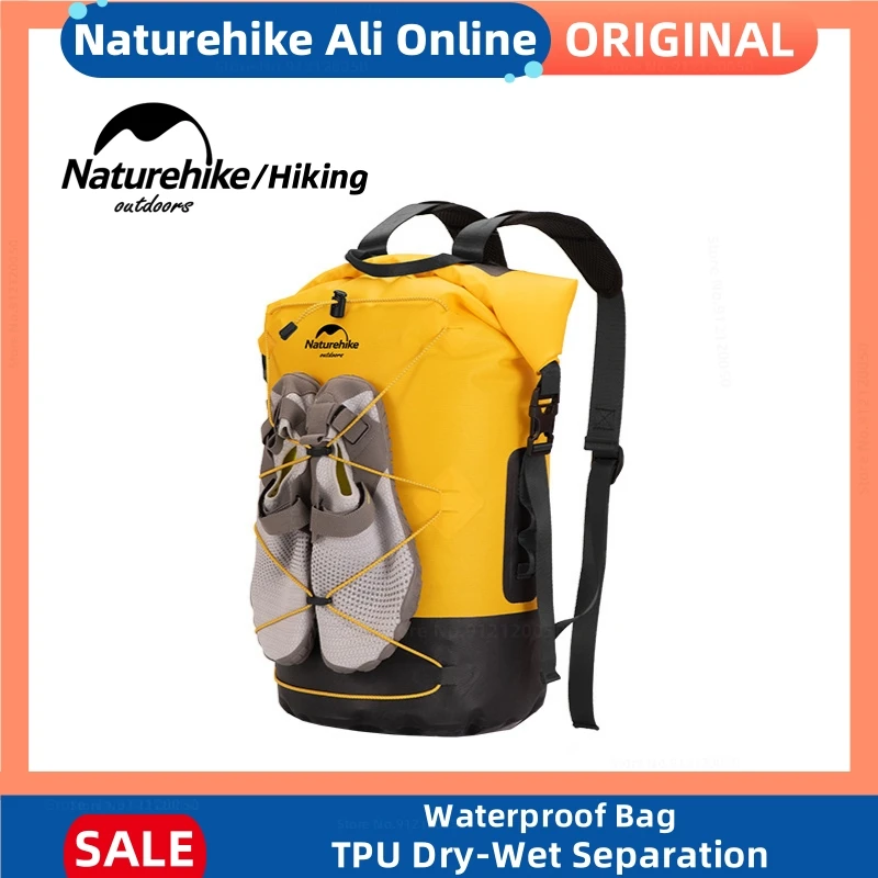 Naturehike Dry & Wet Separation Waterproof Bag IPX6 Outdoor Camping Storage Bag TPU Large Capacity Backpack Adventure Equipment