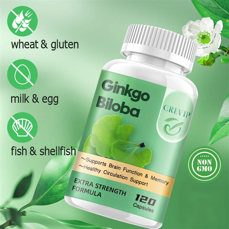 Ginkgo Biloba - Brain Enhancer, Helps Maintain Brain Power, Energy, Memory, Concentration, Anti-Fatigue, Antioxidant