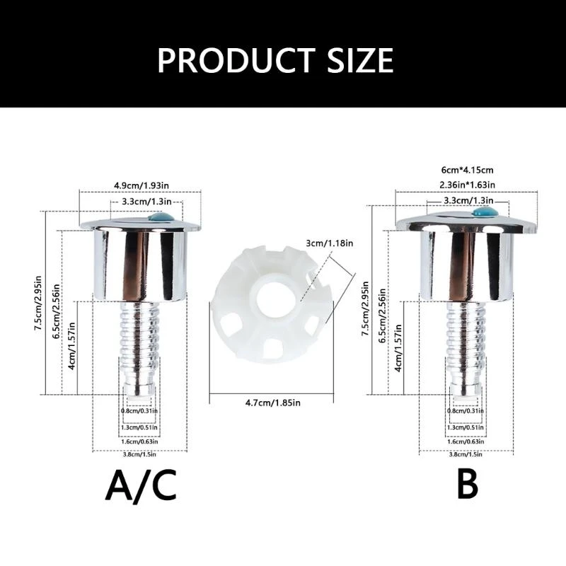 

652F 2Pcs Toilet Flush Button Round Head Double Push designings Anti Corrosion Button for Efficient Water Saving in Cistern