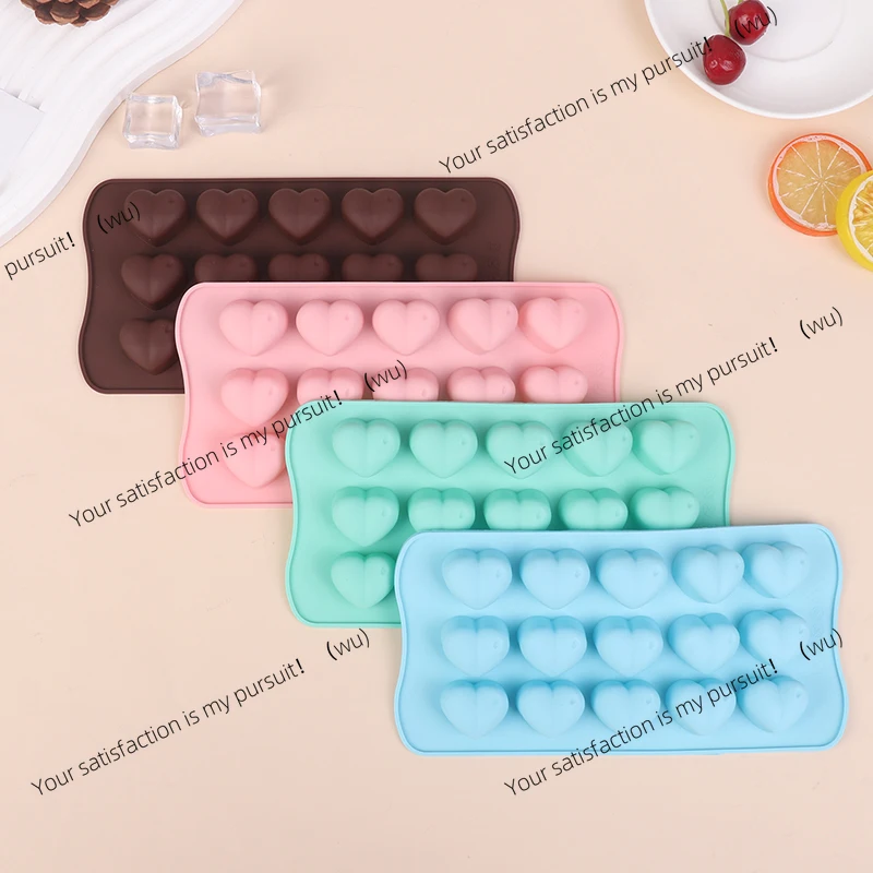 New 15 Hole Heart Shaped Silicone Chocolate Mould Valentine Jelly Ice Soap Candy Chocolate Candy Cake Molds Baking Accessories