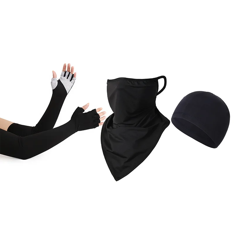 

Защитные нарукавники от солнца, дышащие охлаждающие перчатки с пятью пальцами, треугольная повязка, маленькая кепка, для занятий спортом на открытом воздухе, защита от УФ-излучения, для велоспорта