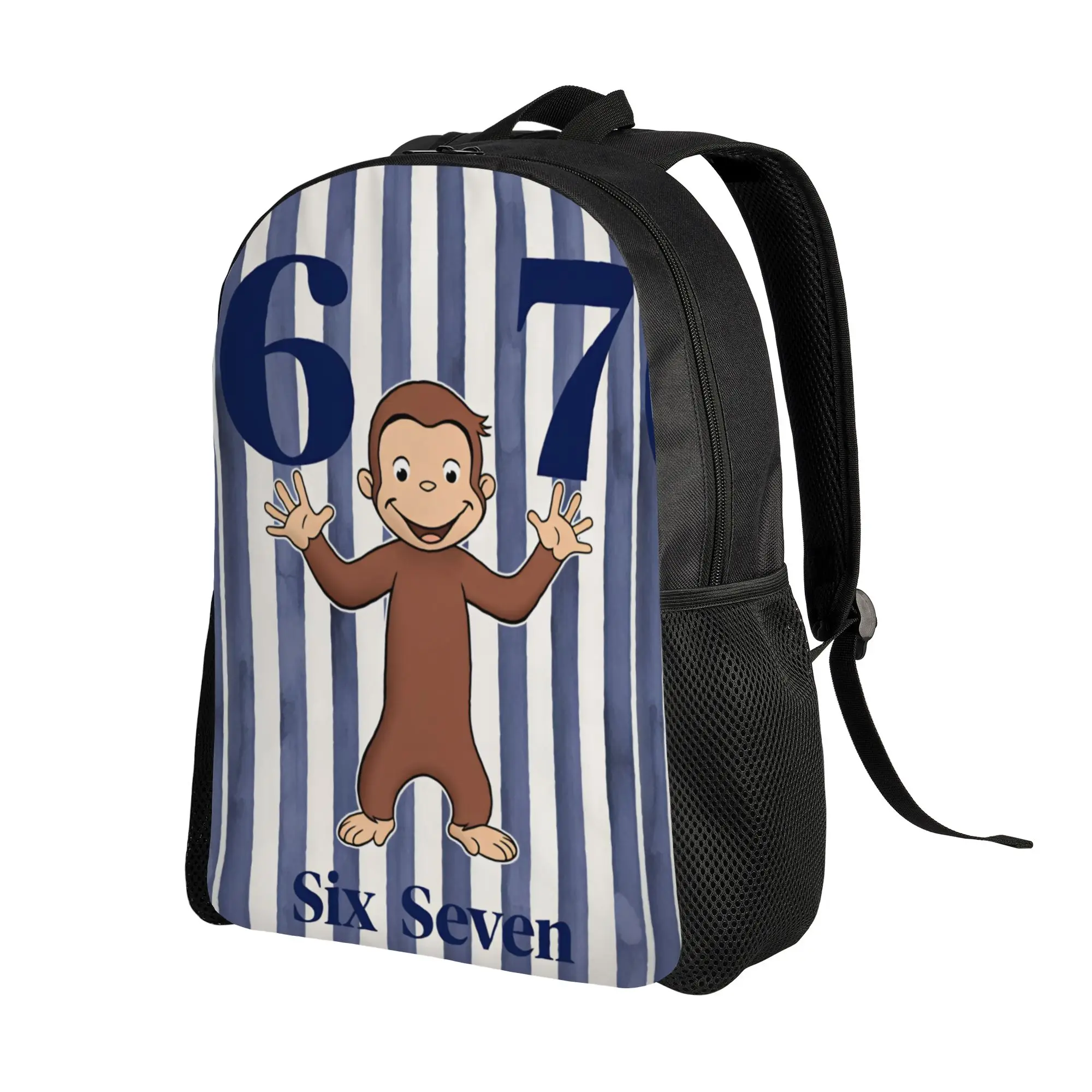 Curious George 67 Navy Stripe Backpack  Style Backpacks Men Hiking Pattern School Bags High Quality Rucksack