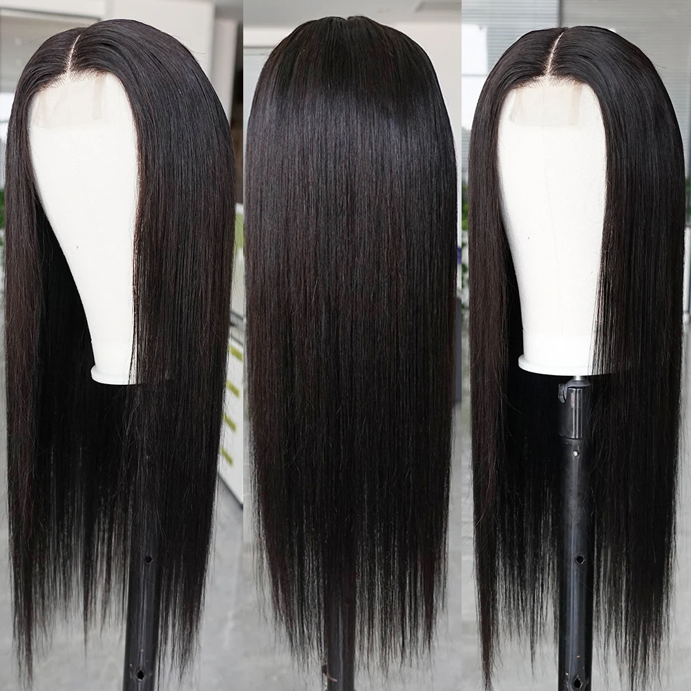 2x6 Lace Kim K Closure Wig Glueless Lace Front Wig 100% Human Hair Wig for Women Deep Middle Part Straight Natural Hair Bobbi image 2