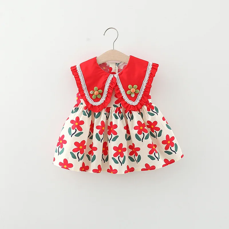 Summer newborn baby girls' clothes wear print pleated dress for toddler girls' baby clothing 1 year baby birthday princess dress