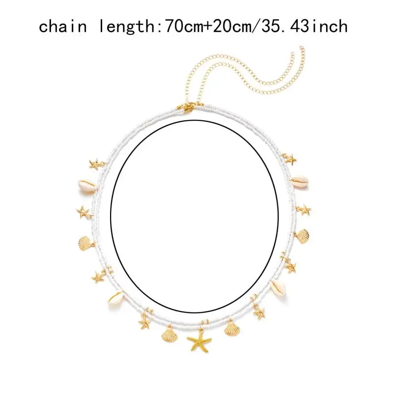 Bohemia Sexy Fashion Layered Tassel Starfish Waist Belly Chain Women Summer Beach Sea Conch Shell Pearl Body Chain Jewelry