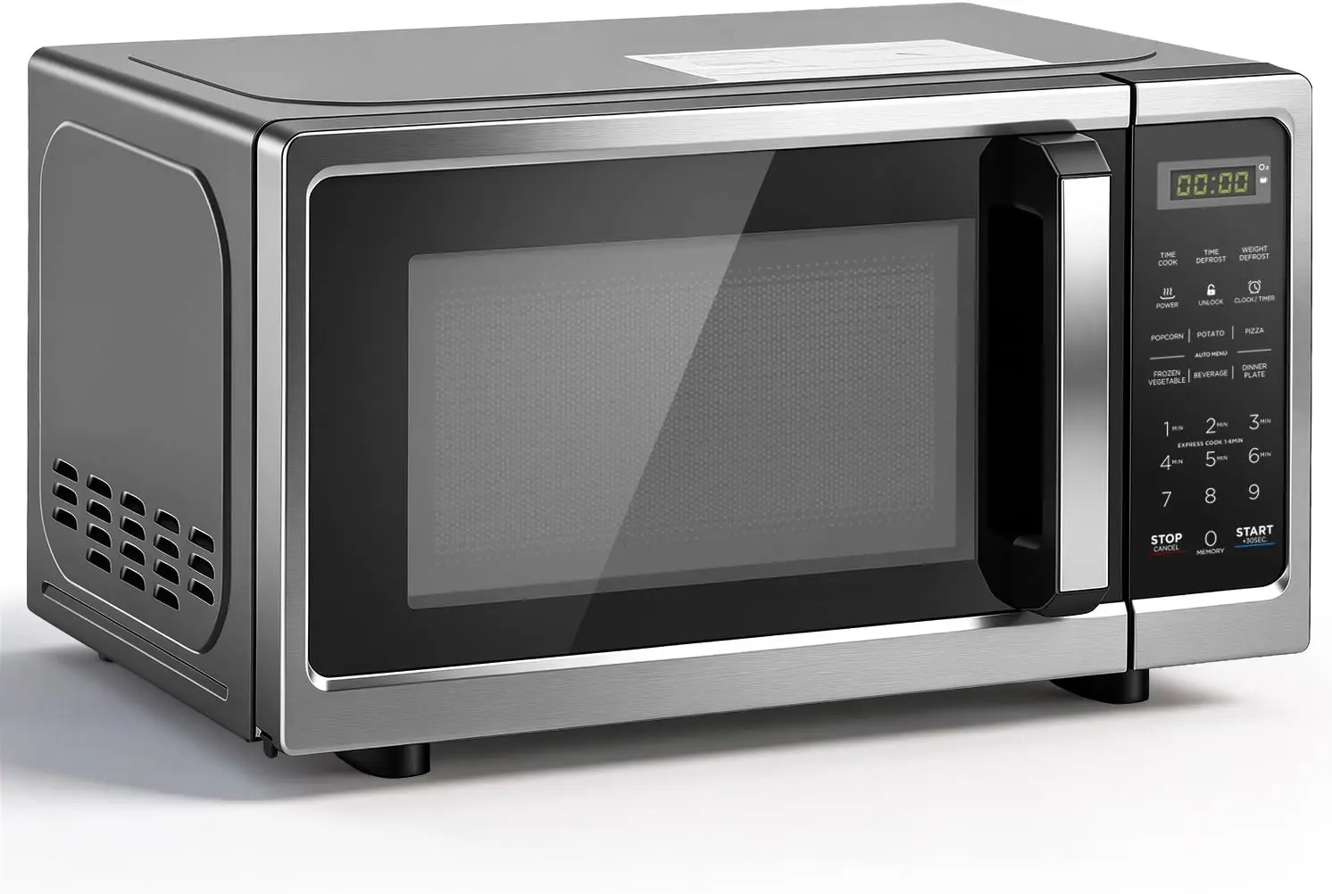 Compact 0.7 Cu. Ft. Countertop Microwave Oven, 700 Watts with LED Lighting, Turntable, and Child Lock, Easy-Clean Interior, Blac