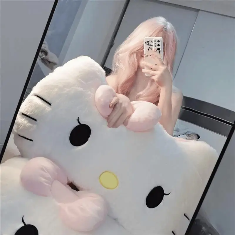 

Big Size Sanrio Hello Kitty Plush Toy Soft Cuddly Pillow Comfortable Back Cushion Car Decorative Pillow Hug Plushies Xmas Gift
