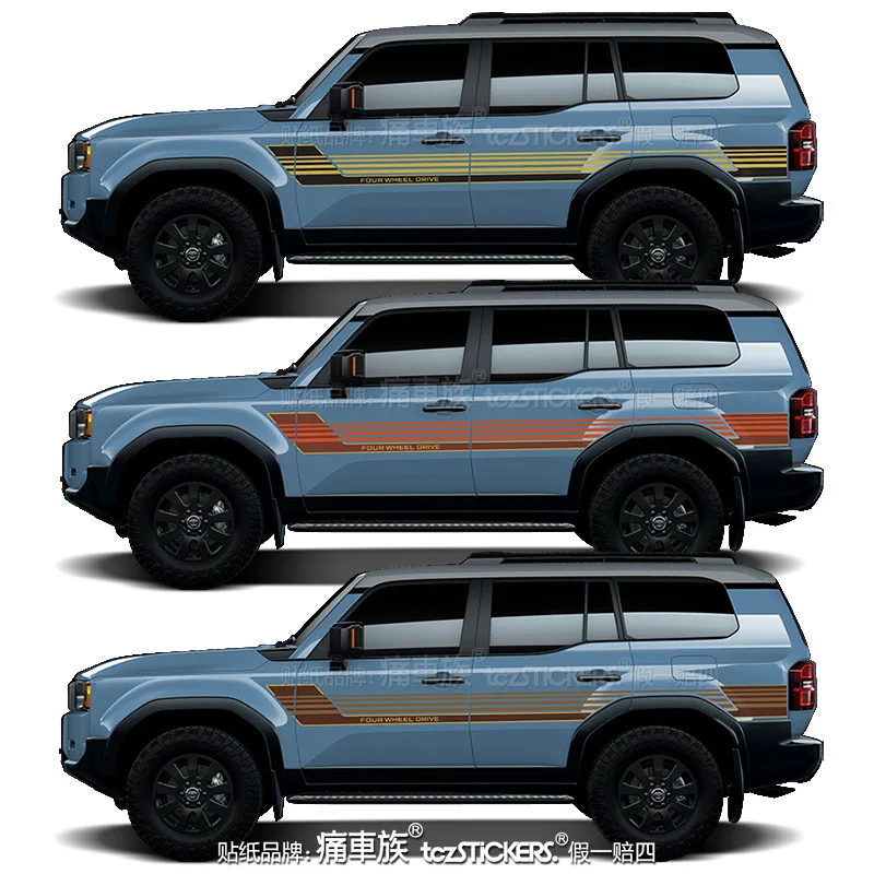 Vinyl Racing Stripes Car Sticker For Toyota Prado LC250 2024-2025 Rallye Decals Stripes Stickers Decals Auto Tuning Accessories