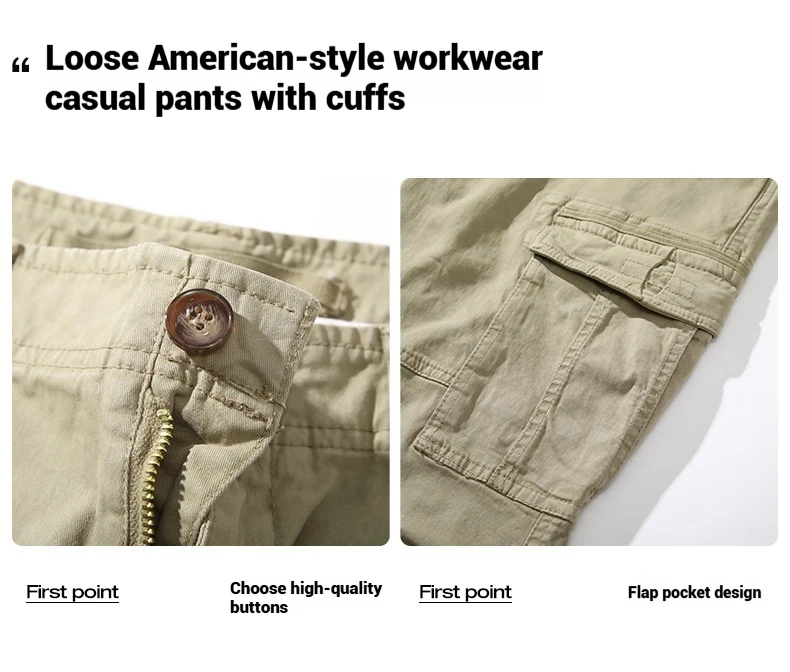 Mens Heavy Vintage Paratrooper Cargo Pants Loose Straight Multi Pocket Outdoor Tactical Trousers High End Sports Workwear