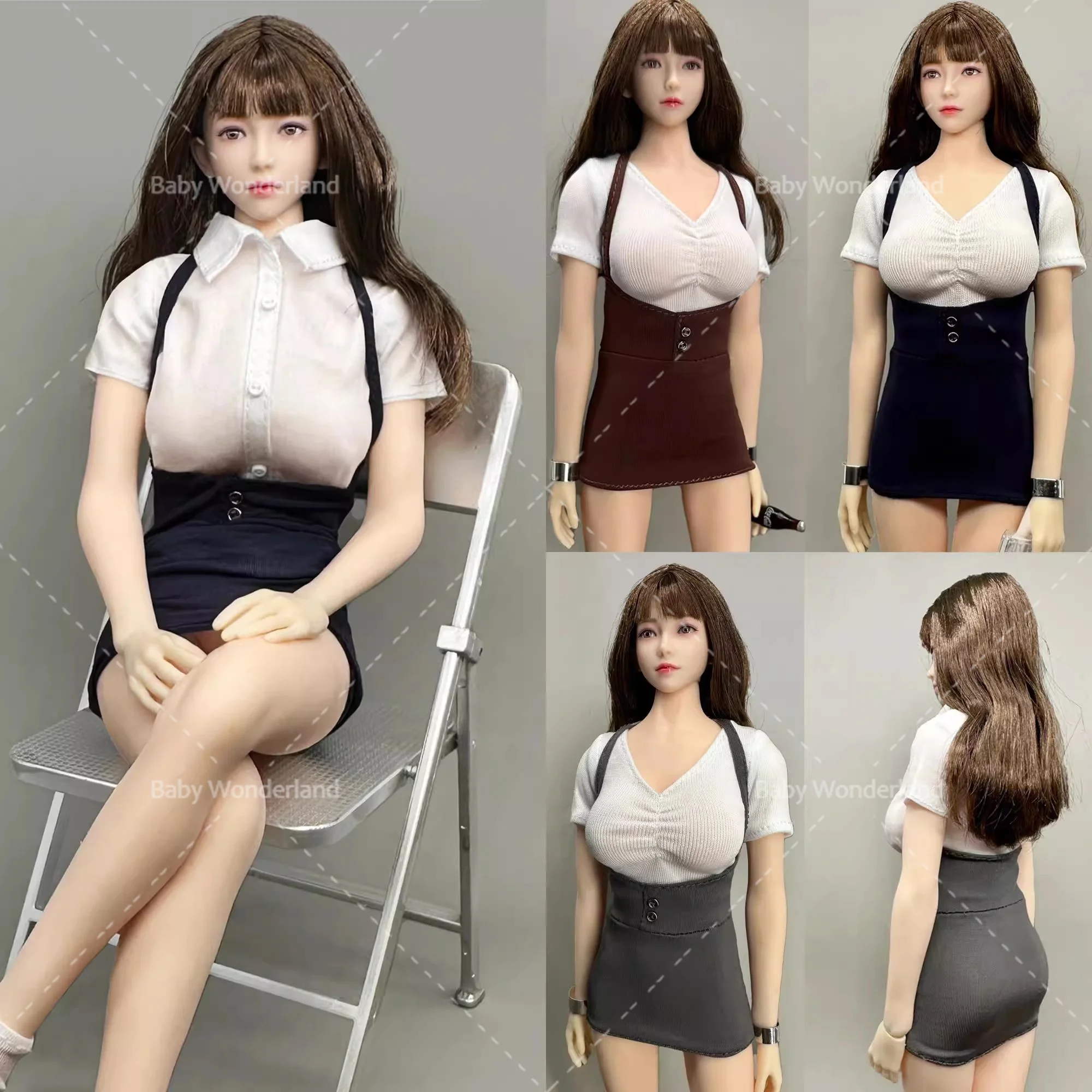 

In Stock CJG-062 1/6 Scale Uniform Shirt Strap Skirt Student Set Shirt Clothes Model Fit 12'' Female Soldier Action Figure Body