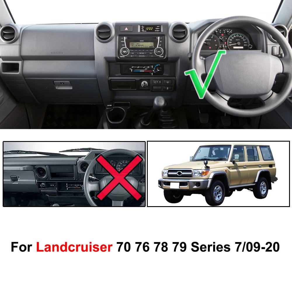 Xukey Dashboard Cover Dashmat For Toyota Landcruiser 70 76 78 79 Series 2009 - 2020 Dash Cover Mat Pad Sun Shade Carpet