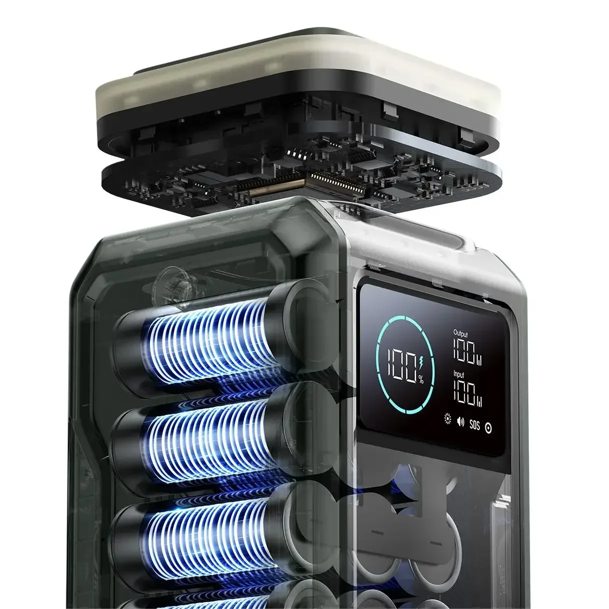 2025 hot sale Joyroom New Design quality 100W Large Capacity 75000mAh  Green Power bank Station with Telescopic Light