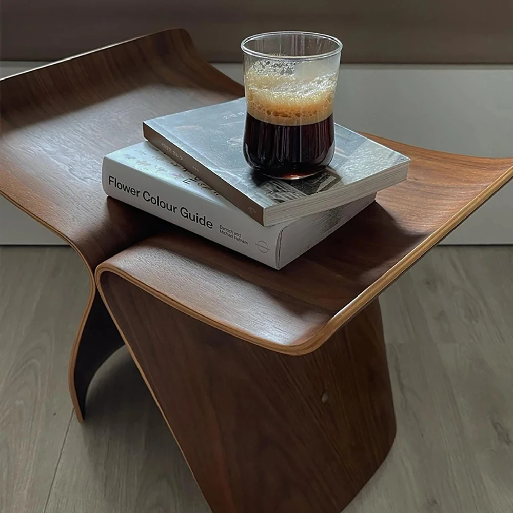Japanese Style Home Small Solid Wood Stools Ottomans Butterfly Stools Coffee Tables Simple Footstool Dressing Bench Furniture image 3