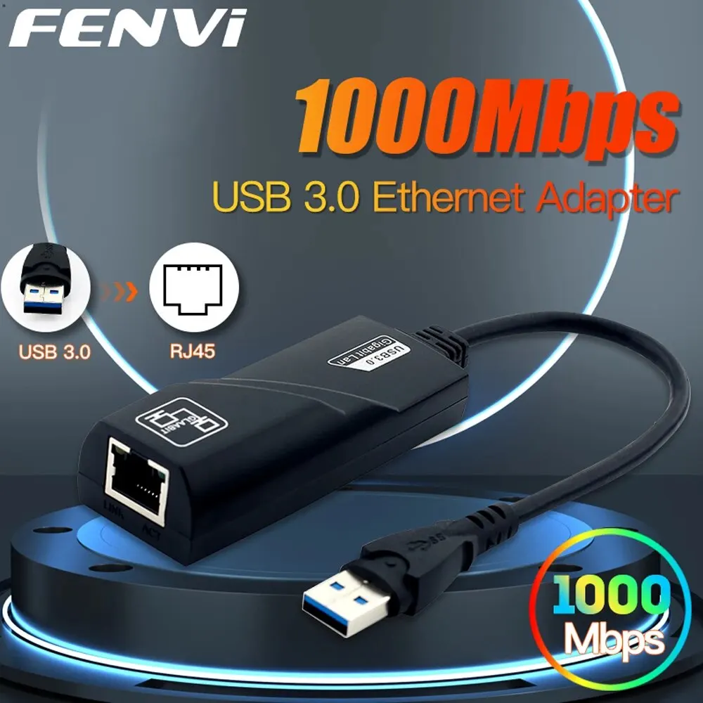 FENVI 1000Mbps USB3.0 To Rj45 Network Adapter RTL8153 Lan Ethernet Adapter 100/1000Mbps Network Card For Macbook Laptop Win10/11