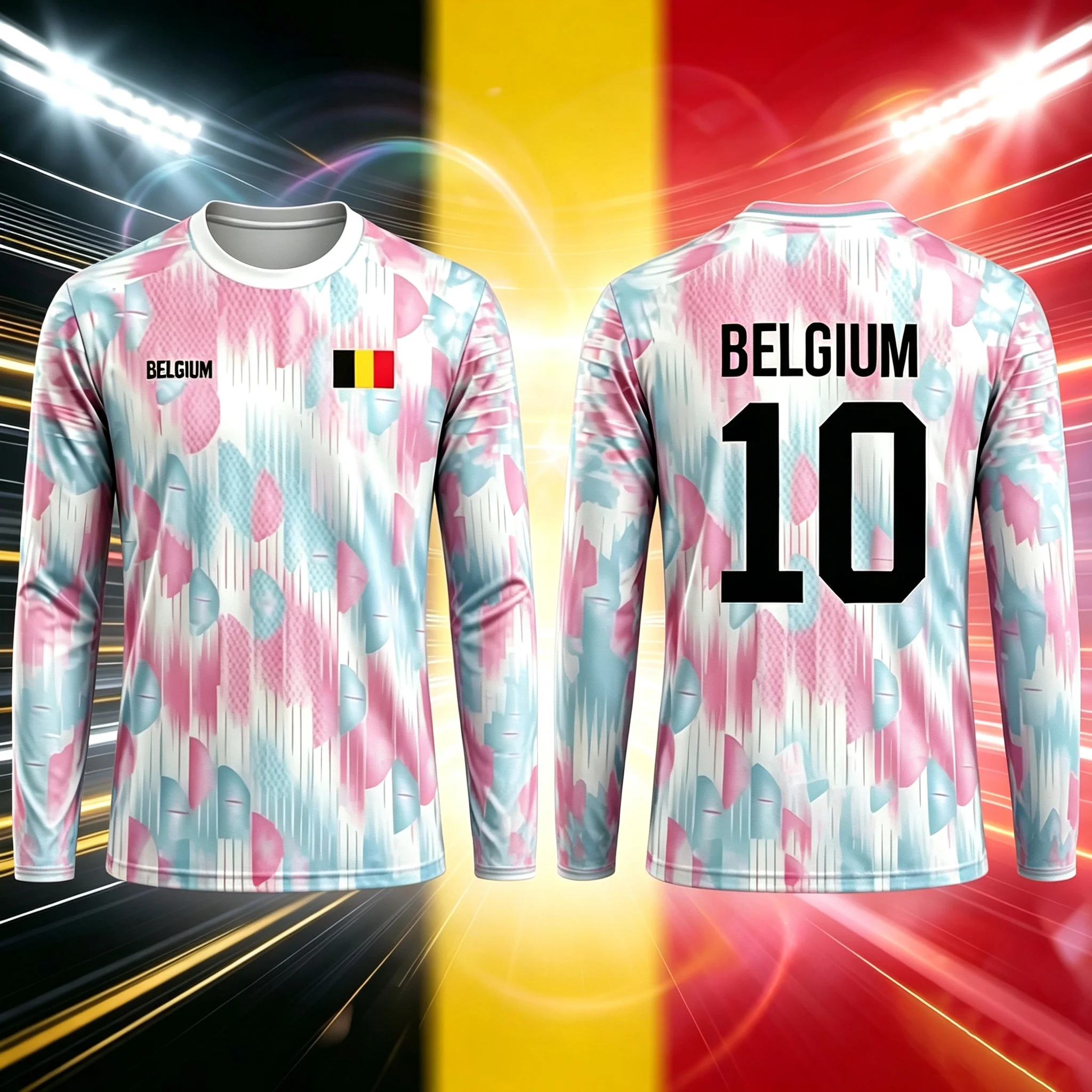 2026 New Belgium Flag Print Soccer Jersey Summer Men's Quick-Drying Breathable Soccer Training T-shirt Unisex Casual Sports Top