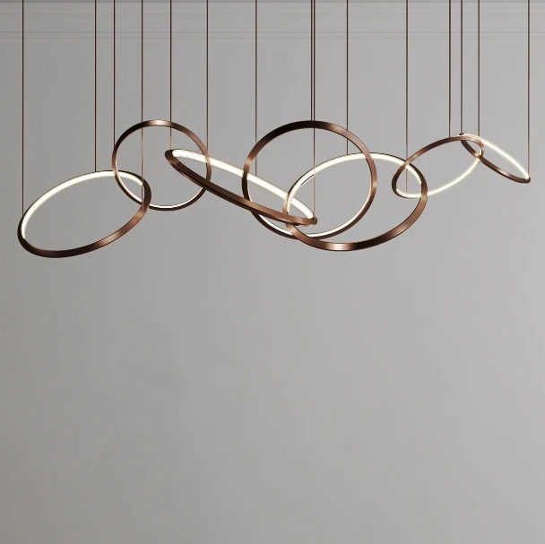 Export American Country Cloth-covered Restaurant Chandelier Simple And Retro Designer Creative All-copper Dining Table And Bar