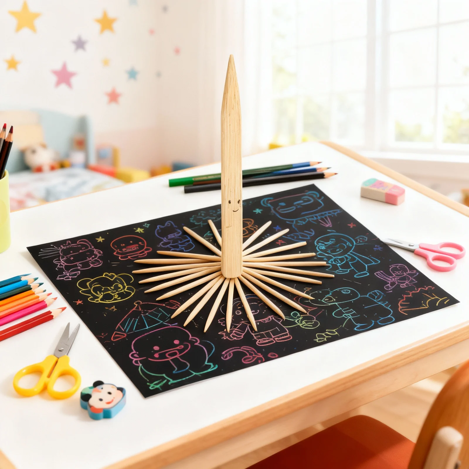 

100 pcs Bamboo Scratch Pen Wood Stylus For Scratch Paper Drawing Double Ended Tool Smooth Durable Wooden Stick Craft Teaching