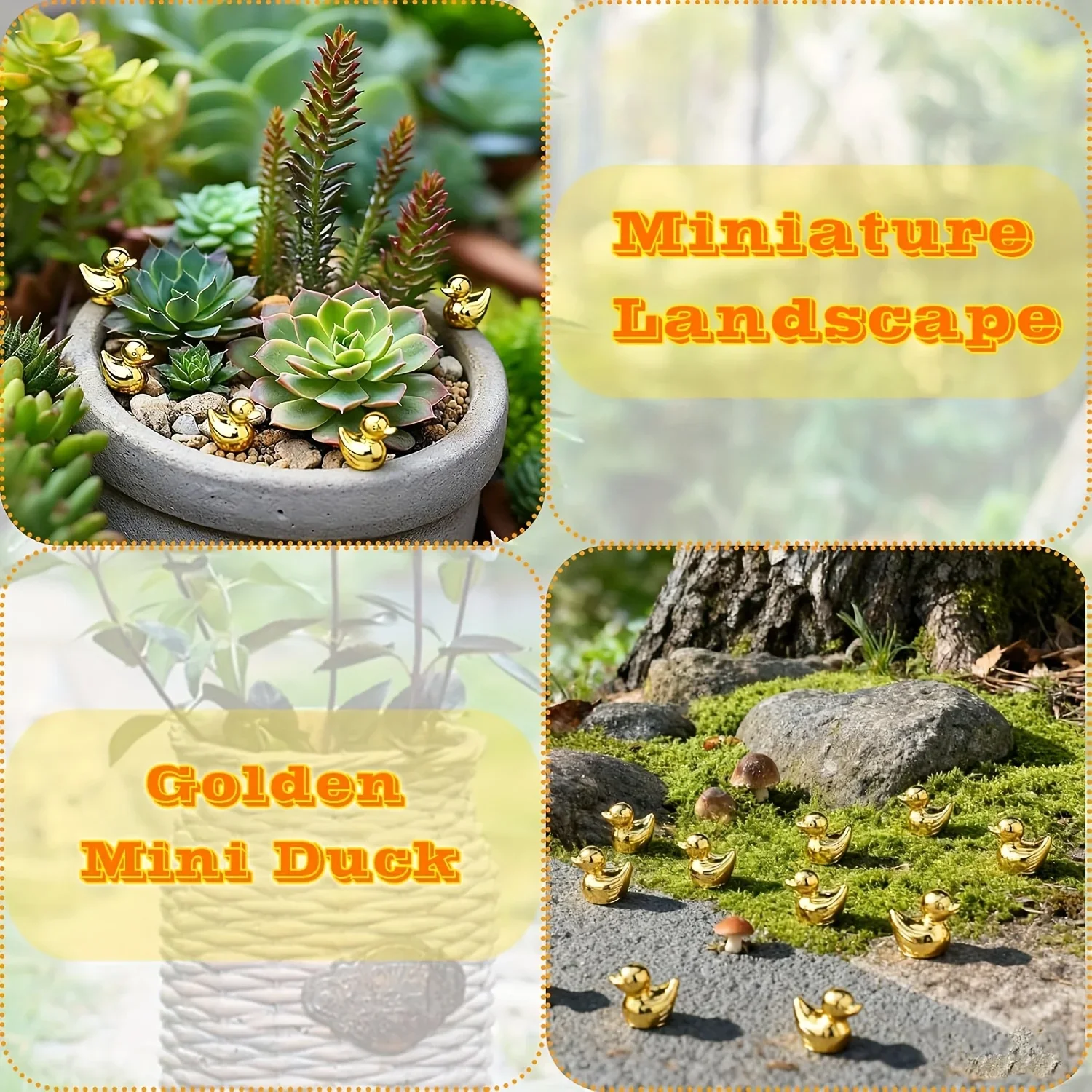 10-100 Stück Mini-Entenfiguren in Goldfarbe, Winzige Tierminiaturen aus Kunstharz für DIY-Bastelarbeiten, Landschaftsgestaltung, Heimdekoration und Topfpflanzen – Detail 6