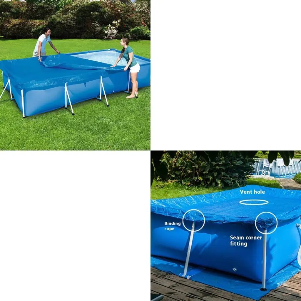 Gruba osłona basenu z wbudowaną gumką zapewniającą bezpieczną instalację na zewnątrz