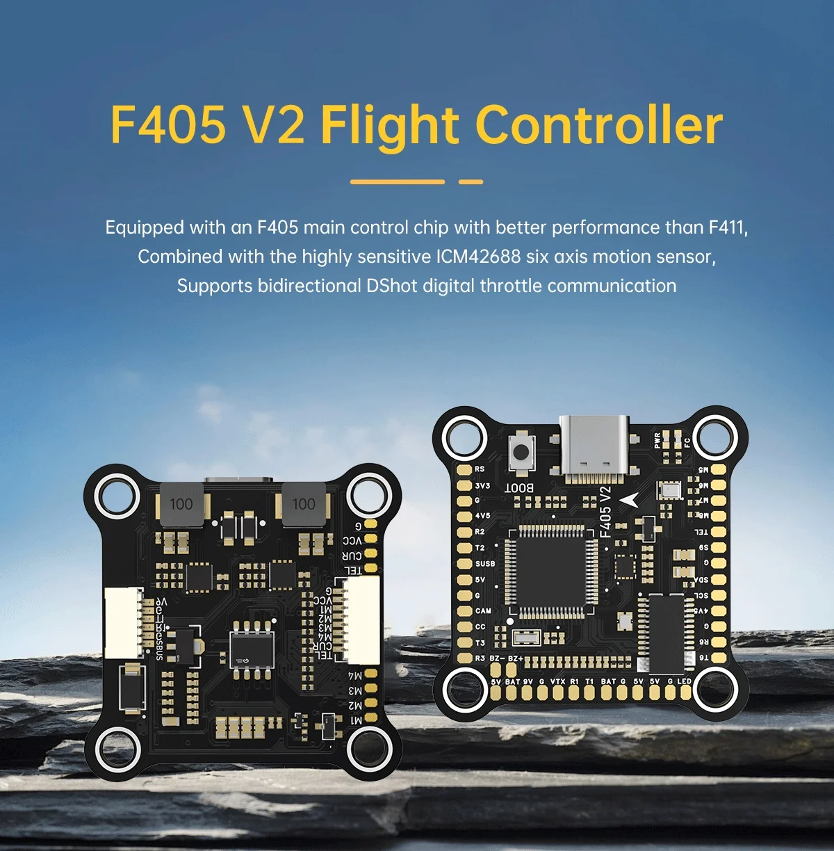 BrotherHobby Returner 3-6S F405 V2 Betaflight FC STM32F405RET6 ESC Outputs: M1-M8