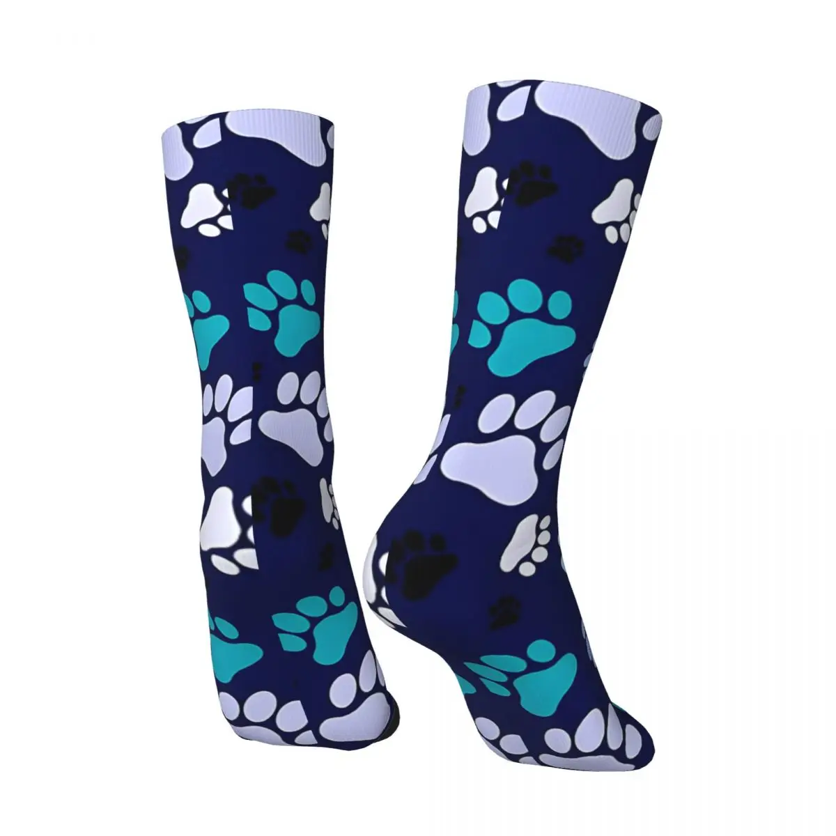 Paw Print - Blue Men's Socks Vintage Harajuku Street Style Novelty Pattern Crew Sock