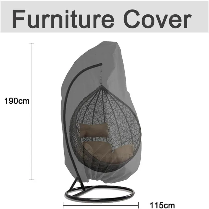 Patio Swing Hanging Chair Cover Outdoor Egg Chair Cover Oxford Cloth Swing Protector Cover with Durable Hem Cord for Lawn Garden