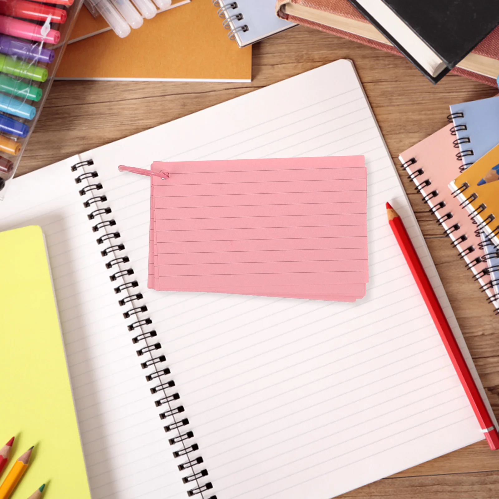 

1 set Colored Index Lined Note Cards Blank Flashcards Pre Hole Punched Office Supplies Studying Learning Memory Cards Portable