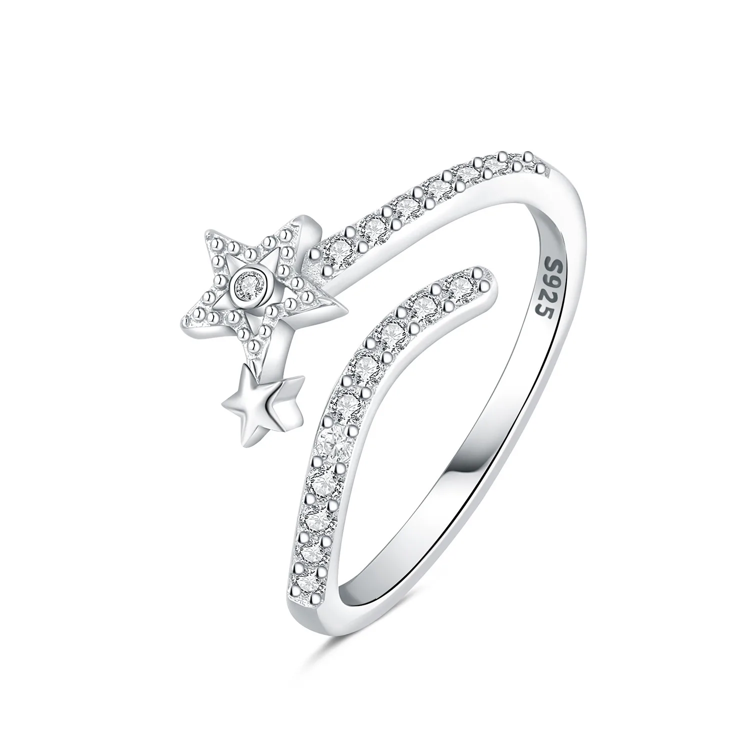 

Orstarry S925 Sterling Silver Sparkling Star Zircon Opening Ring For Women Original Finger Ring Jewelry Party Fine Trendy Gifts