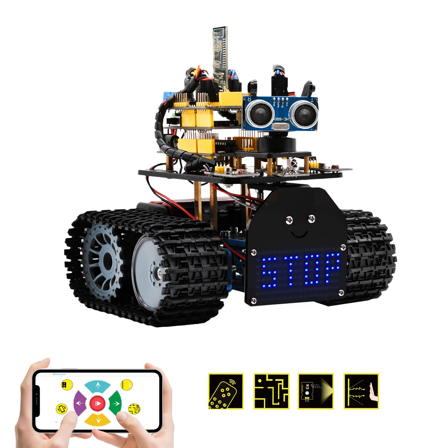 Picture 5: Keyestudio Mini Tank Robot Car Kit V2/V3 For Arduino Robot Car Programmable STEM Toys App control Support iOS and Android System