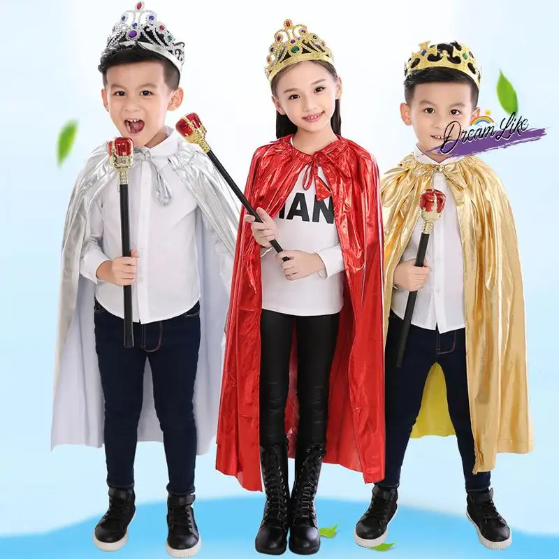 

Halloween Children's Performance Costume Makeup Ball Cosplay King Prince Princess Robe Cape Clothes Stage Performance Outfit