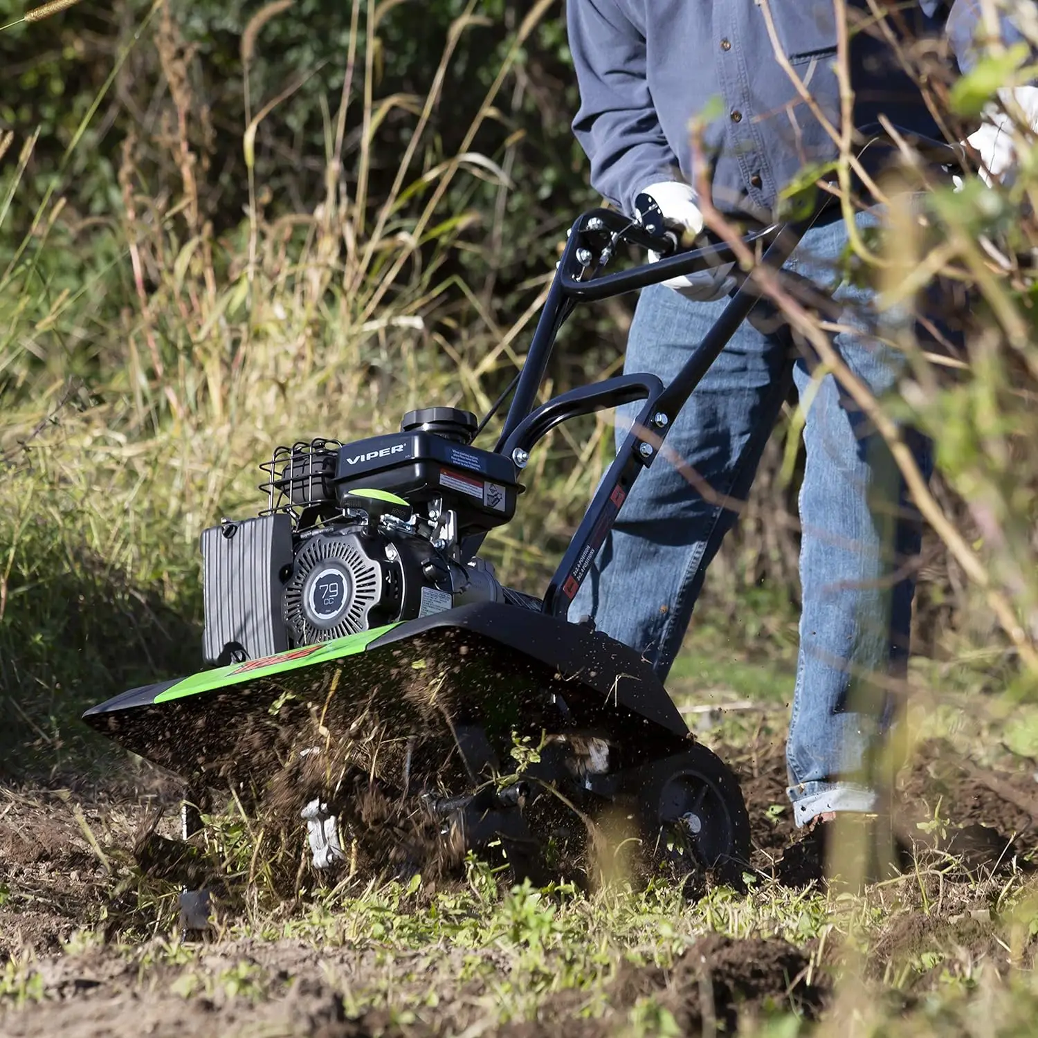 Tazz-cultivador de dientes delantero 2 en 1, motor Viper de 4 ciclos de 79cc, transmisión de engranajes, acero forjado, 35310