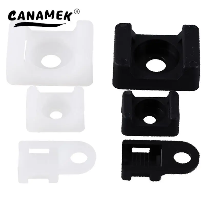 Fio plástico cabo Zip Tie parafuso, Fixação Mount Base Holder, 100pcs
