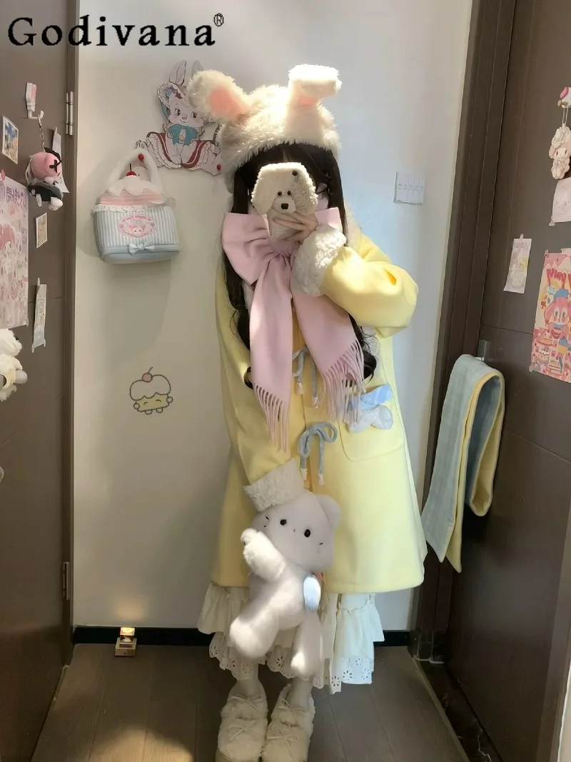 

Japanese Original Lolita Sweet Cute Girl Doll Feel Scarf Winter Cherry Blossom Pink Bow Versatile Warm Scarf