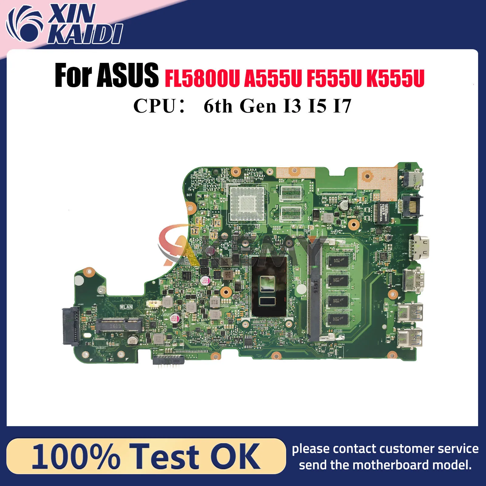 

Материнская плата X555UA для ноутбука ASUS X555UQ X555UJ A555U K555U F555U X555UF FL5800U X555UB X555U X555UA, материнская плата с процессором I3 I5 I7